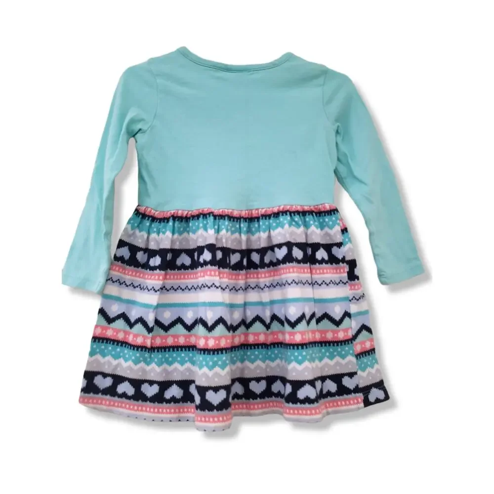 Gymboree 2T Girls Fair Isle Aqua Cotton Dress